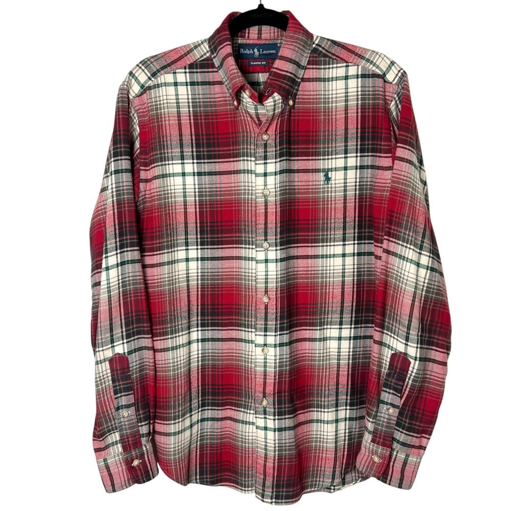 Polo Ralph Lauren Classic Fit Plaid Flannel Shirt Red Green Heritage
Medium